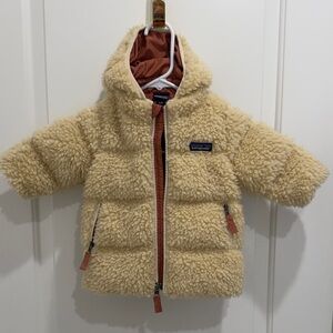 Patagonia Tan Sherpa Baby Jacket with Hood